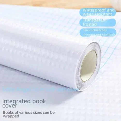 Anjo 10m filme de capa de livro autoadesivo transparente à prova d'água embalagem de papel de pele para 30 livros