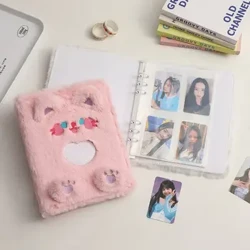Kāleka Kiʻi Idol Plush Cat Binder Cover Inner Page Refill ʻO Six-hole Fluffy Card Albums A5 Loose-leaf Notebook Cover Album