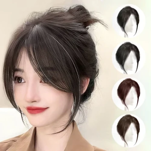 Natural Fake Air Bangs Mëtt Deel Fringe Synthetesch Topper Hairpiece Hoer Clip Extension Synthetesch Hoer Fringe Styling Tools