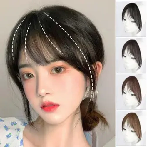 Black Brown Air Bang Fringe Blunt Toppers Synthetic Hair Clip In Bangs Natural False Hairpiece Styling Tools For Women