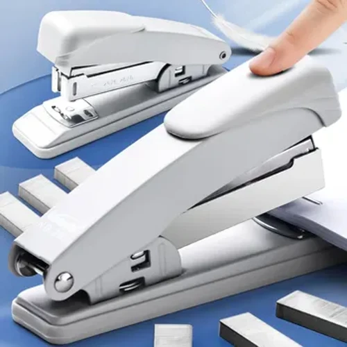 1 Pcs Simple Portabel Putih utawa Ireng Stapler Kantor Ngirit Tenaga Kerja Tanpa Staples