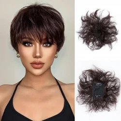 Cheveux synthétiques avec frange, Extensions de cheveux à clips pour femmes, Fiber résistante à la chaleur