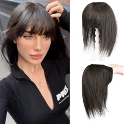 Silike Topper sintetic Inchidere Dantela Siliky Clipuri drepte Extensie de par pentru femei 12 inch Postițe de păr negru natural
