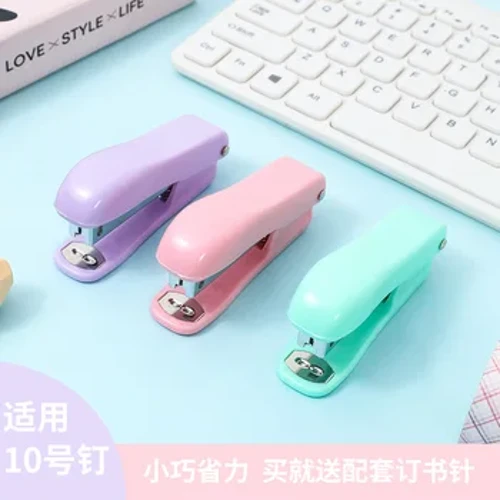 Mini agrafeuse en métal couleur Morandi, ensemble de 3000 agrafes 10 #, outils de reliure, papeterie Kawaii, fournitures scolaires et de bureau