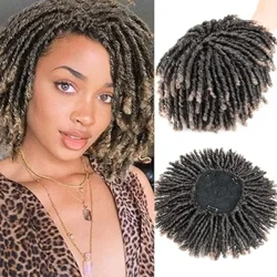 6 Inch Rambut Gimbal Topper Sintetis Locs Dikepang Setengah Wig Pendek Rambut Gimbal Rambut Palsu Afro Wig Keriting Kanggo Wanita Ireng lan Pria