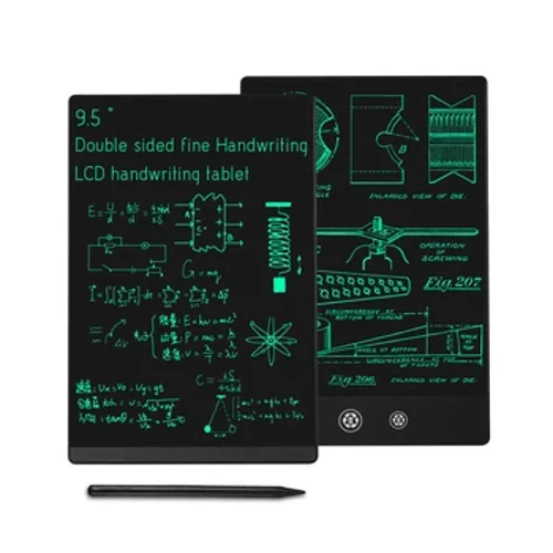 Ithebhulethi engu-9.5 intshi ye-LCD Yokubhala Ithebhulethi Isikrini Esigcwele Isikrini Esiphelele Esinezinhlangothi Ezikabili Zezingane Umdwebo Wephedi Yokubhala Iphedi Yokubhala Isipho Sehhovisi Inot
