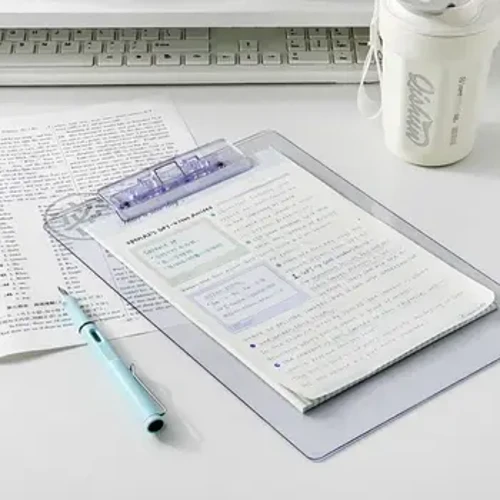 Bloc-notes A4 Transparent, bloc-notes avec Clip doré à profil bas, dossier de documents, dossier de fichiers, pince de planche, presse-papiers d'écriture