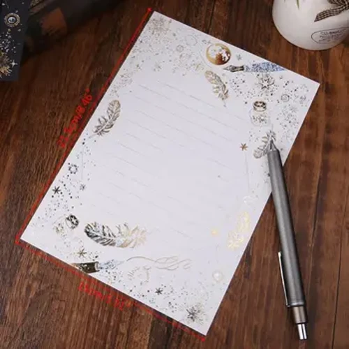 8 ark High-end Vintage Bronzing Feather Blessing Letter Paper Pad Skriver av