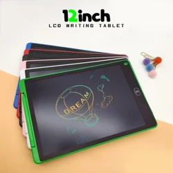 Táibléad Scríbhneoireachta 12 Orlach LCD Bord Líníochta Digiteach Leictreonach Pad Scríbhneoireachta Inaistrithe Scáileán Datha Léirscrios Aon-Cliceáil le Cnaipe Glais
