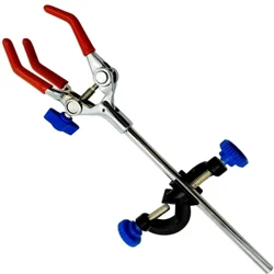 Lab Clamp 3 Prong Finger Style Rubber-Coated Head isang Black Laboratory Stand Clip
