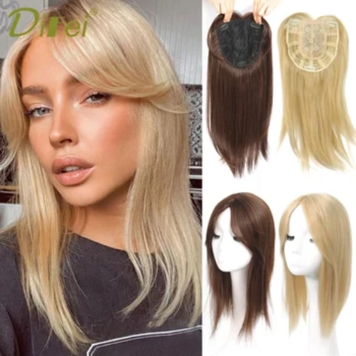 ʻO ka ʻāpana waena ʻo Topper Clip in Hair Extension Synthetic Reissue Block Hair Wigs No nā Wahine Toupee Uhi lauoho lauoho keʻokeʻo lauoho kaʻawale.