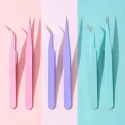 TUTU Candy color metal tweezers straight elbow ledger stickers clamps ledger hand tools easy to use H0636