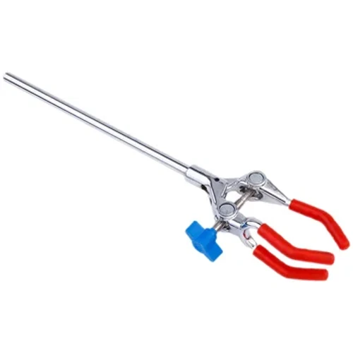 Clamp Fflasg Tri-Claw Clip Dur Di-staen Metel Stand Braced Deiliad Labordy Burette