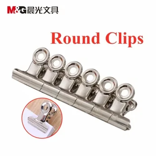 M&G 6 Chiếc Vé Vật Dụng Văn Phòng Văn Phòng Phẩm Hóa Đơn Kẹp Thép Không Gỉ Kim Loại Sắt Tròn 19 Mm Kẹp Abs92640