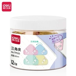 12 Cái/hộp DELI 4 Màu TP530 Kẹp Tam Giác Kẹp Lưu Trữ Tập Tin Đồ Dùng Trường Văn Phòng Văn Phòng Phẩm