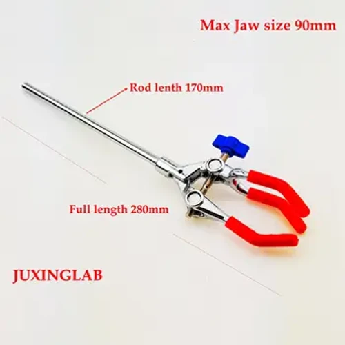 Laboratoire Dräi-Zong Fanger Clamp Dräi-Prong Extensioun Labo Becher Flask Clamps, elektresch Blechplack, Eenzel Upassung, Max Jaw Si