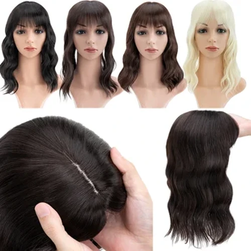 Benehair Topper Hoer Stéck Onsichtbar Seamless Straight Wig Bangs Clip Overhead Natural Invisible Ersatz Cover Wäiss Hoer