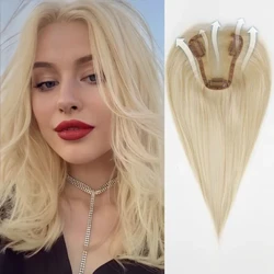 Toppers per capelli umani Base in pizzo Posticci per capelli umani Remy biondo chiaro Clip in Topper per capelli umani per donne bianche Estensione dei capelli da 12 pollici