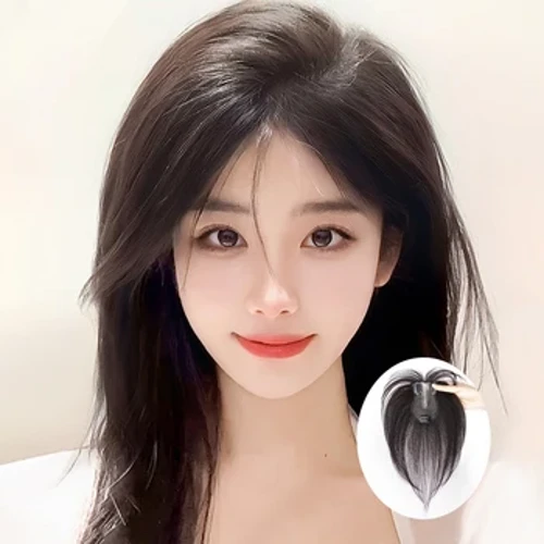 Wig Kanggo Wanita Kepala Panggantos dhuwur Cranial Crown Tambah Volume Rambut Panutup Rambut Putih Fluffy Full Rambut Manungsa