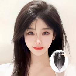 Peruca para mulheres, substituição de cabeça, coroa craniana alta, aumento de volume de cabelo, cobertura de cabelo branco, macio, cabelo humano completo