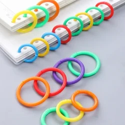 50 Cái/lốc Removeable Màu Nhựa Rời Lá Ràng Buộc Vòng Ràng Buộc Kẹp Cuộn Dây 7 Màu Hỗn Hợp Bán Buôn