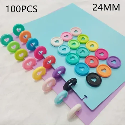100PCS24MM notebook műanyag kötőgyűrű kötés csat laza levelű gomba lyuk szerelmi minta tanulási kötés kellékek