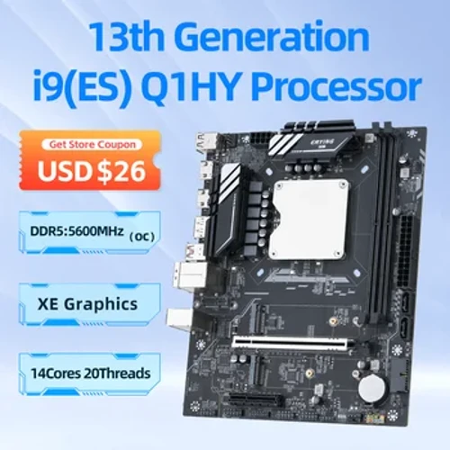 DIY Gaming Computer Motherboard na may Onboard 13th Kit Interposer Core CPU Q1HY ES 0000(Sumangguni sa i9 13900HK)14C20T DDR5 na Mga Desktop