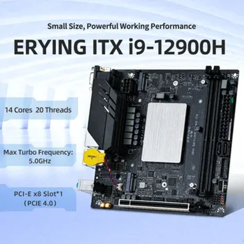 ERYING DIY ITX Desktops Moederbord Set met Onboard CPU Core Interper Kit i9 12900H i9-12900H 14C20T DDR4 Gaming PC Computers