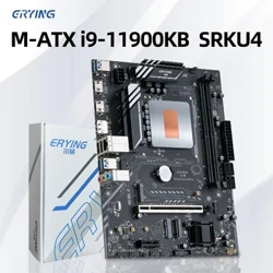 ERYING DIY spēļu datora galddatora mātesplate ar iebūvētu Core CPU interposer komplektu i9 11900KB i9-11900KB 3,3Ghz 8C16T DDR4 datori