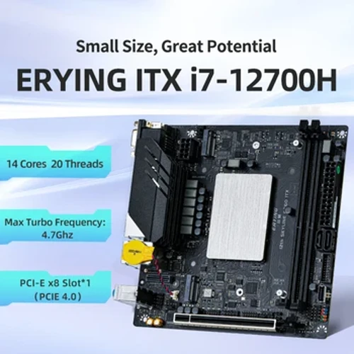 ERYING M-ITX DIY Để Bàn Bo Mạch Chủ Bộ CPU Core Interpose Kit i7 12700H i7-12700H 14C20T DDR4 Máy Tính Chơi Game