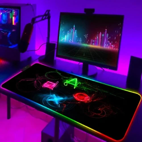 Arkadan Aydınlatmalı Mouse Pad Deskmat Anime Mousepad PS4 Oyun Masası Bilgisayar Mouse Pad 900 × 400 Oyun Pc Gamer Tam Led Mat Diy Halı