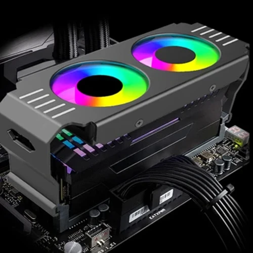 Модуль аператыўнай памяці кампутара Кулер DDR4 DDR5 Dual ARGB Sync PWM 4Pin Dual Fans 120mm алюмініевы RGB радыятар астуджэння для корпуса ПК
