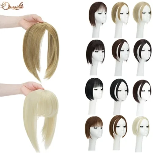 S-noilite 10inch Synthetic Hairpiece Me Sideburn Temple Bangs Clip I Hoʻokahi ʻāpana lauoho hoʻonui no ka wahine Topper lauoho