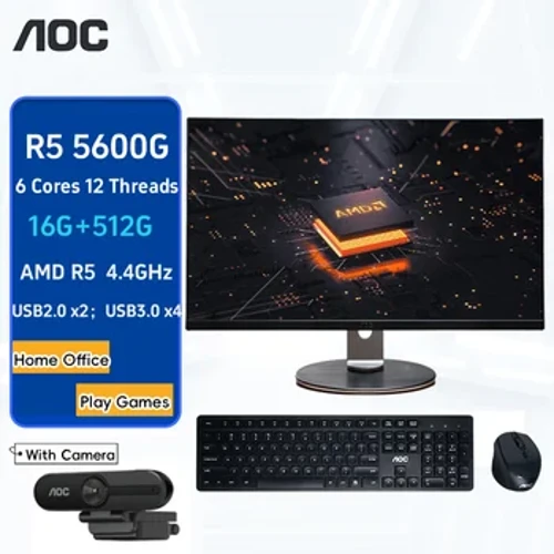 Komputer stacjonarny AOC All-in-one 23,8 cala AMD 5600G 16G 512G Regulacja gier stacjonarnych AIO Komputery stacjonarne do gier w domu i biurze 올인원 데스크탑