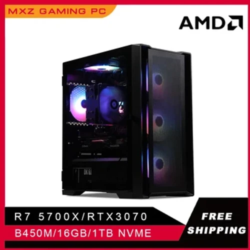 I-PC ye-MXZ Yemidlalo Esezingeni Eliphezulu Ryzen R7 5700X RTX3070 1TB NVME Windows10 Ikhompyutha ye-Pro Key Desktop Yeyunithi Yesistimu I-PC Yenza ngokwezifiso I-PC
