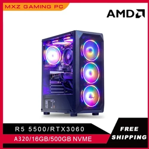 MXZ Gaming PC Ryzen 5 5500 RTX3060 500GB NVME Windows10 Pro Key computadora de escritorio para unidad de sistema Pc personalizar Pc gamer comple