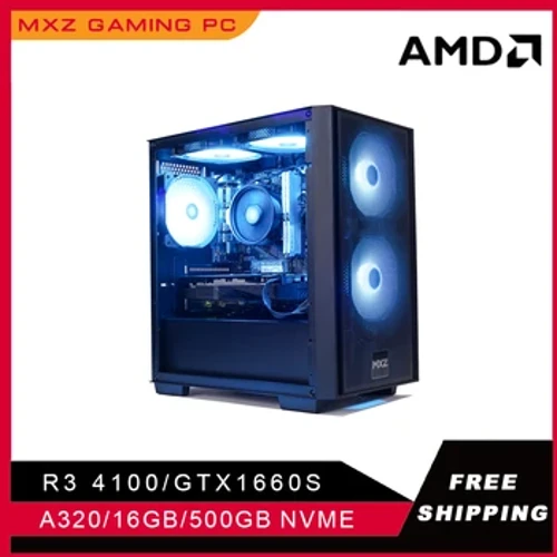 MXZ Gaming PC Ryzen 3 4100 GTX1660S 500GB NVME Windows10 Pro Kunci Komputer Desktop Kanggo Unit Sistem Pc Kustomisasi Pc gamer comple