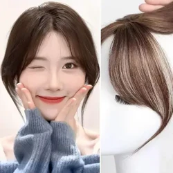Pambabae Clip-in Bangs Natural Looking Black Brown Air Bangs Seamless Natural Clip-in Bangs para sa Babae Maliliit na Gilid ng Buhok Extension