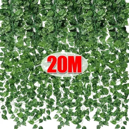10/2M Isitshalo Sokwenziwa Esiluhlaza Esiluhlaza Ivy Leaf Garland Imvini Elengayo Okuluhlaza Kwangaphandle Umhlobiso Wabonda we-DIY I-Fake Wreath Ishiya Umhlobiso Wephathi Yasekhaya