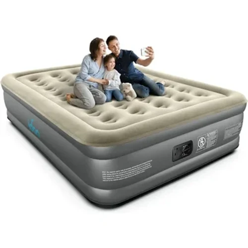 Colchão de ar com bomba embutida, colchão inflável para camping, hóspedes e casa, colchão inflável confortável Tatami Mat 18 "Queen Grey