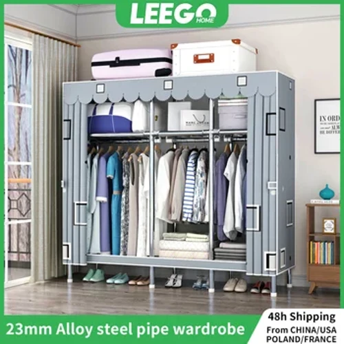 Tủ quần áo LEEGOHOME 85/110/130/150/170x45CMx170CM Tủ quần áo với ống thép 23MM Phòng ngủ Tủ quần áo vải có thể gập lại