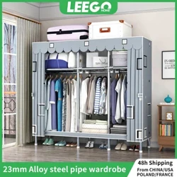 Tủ quần áo LEEGOHOME 85/110/130/150/170x45CMx170CM Tủ quần áo với ống thép 23MM Phòng ngủ Tủ quần áo vải có thể gập lại