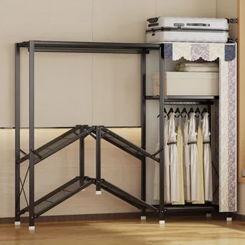 Prasaja mbukak lemari karo ora perlu kanggo nginstal lemari klambi lempitan kanggo sandhangan Storage lemari kamar turu lemari Furnitur ngarep