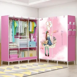 Simple Wardrobe Dormitory Student Non-Woven Folding Cloth Wardrobe Large Combination Wardrobe Folding  Closet Beautiful Girl