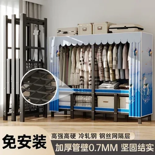 Clóiséid oscailte simplí wardrobe fillte le haghaidh éadaí Stóráil taisceadán caibinéid seomra leapa seilf éadach foldable Troscán tí armoire