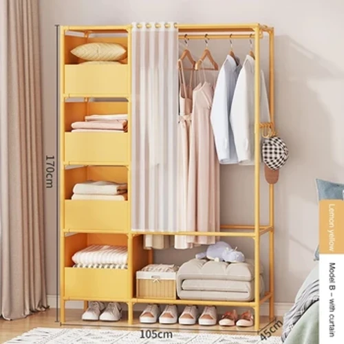 Dulap pliabil, portabil, de depozitare a hainelor, nețesut, rezistent la praf, dulap de asamblare simplu din oțel, mobilier multifuncțional