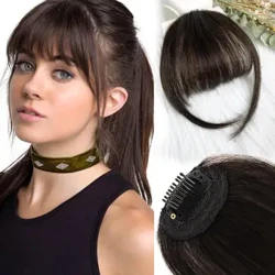 Kirpčiukų plaukų segtukas kirpčiukai Wispy Bangs Fringe su šventyklomis Moterų kirpčiukai Prisegama oro kirpčiukai Plokšti tvarkingi kirpčiukai plaukų priauginimas