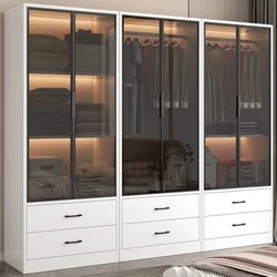 Armadi semplici di lusso in vetro Camera con specchio per file Armadi moderni bianchi per organizer Camera da letto Armadi in legno Mobili per salone Abiertos