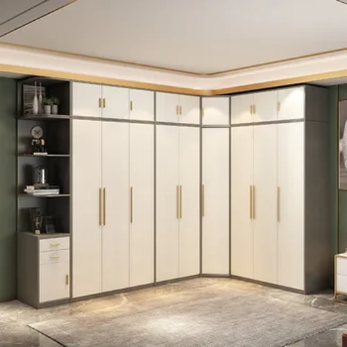 Multifunktiouns Holz Kleederschaf Schlofzëmmer Luxus Einfach Modern Konscht Designs Späicher Schléissfach Kleederschaf Space Saver Armarios Miwwelen