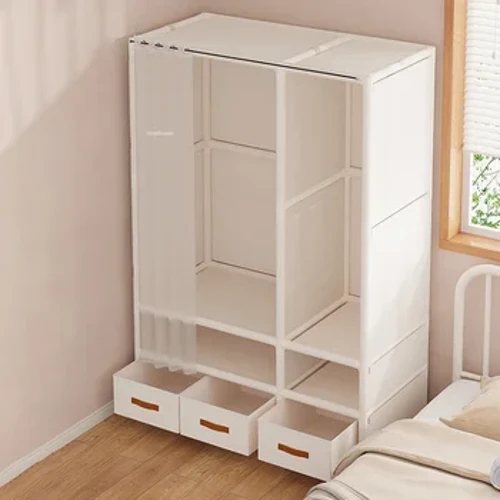 Moderne meerlaagse stoffen kledingkast met laden, open kasten voor thuis, draagbare slaapkamer, kleerhanger, opbergkast, stofdicht